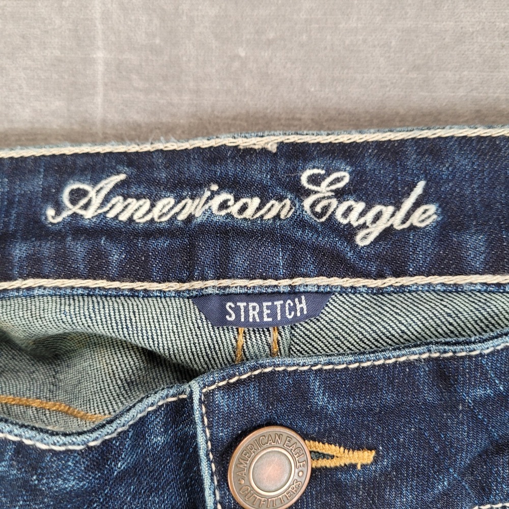 American Eagle Favorite Boyfriend Jeans Womens 14 Regular Dark Wash Low Rise New - Picture 2 of 8